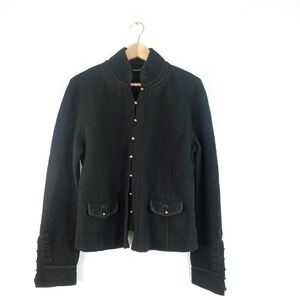 Military Crop Blazer Medium Black Wool Victorian Steampunk Y2K Magaschoni ITALY